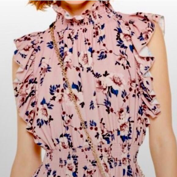 $248 KATE SPADE NWT Pink & Navy Blue Floral Ruffle Blouse Top – Small - Picture 3 of 13